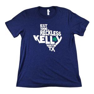 Reckless Kelly Austin Texas 1996 Rock Band Womens T-Shirt Clover Blue Size M
